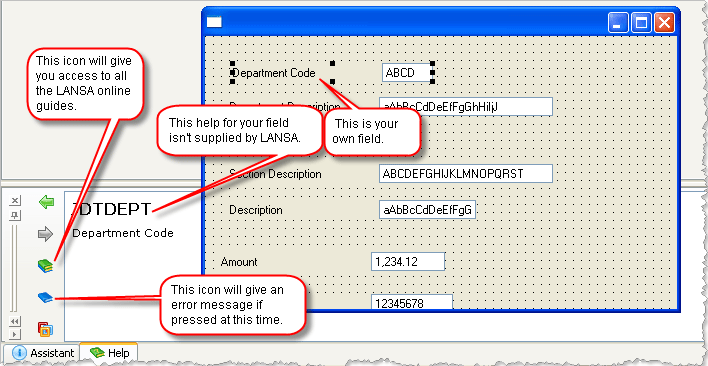 Example of the 'no help' error