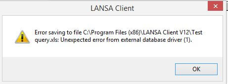 Unexpected error from external database driver
