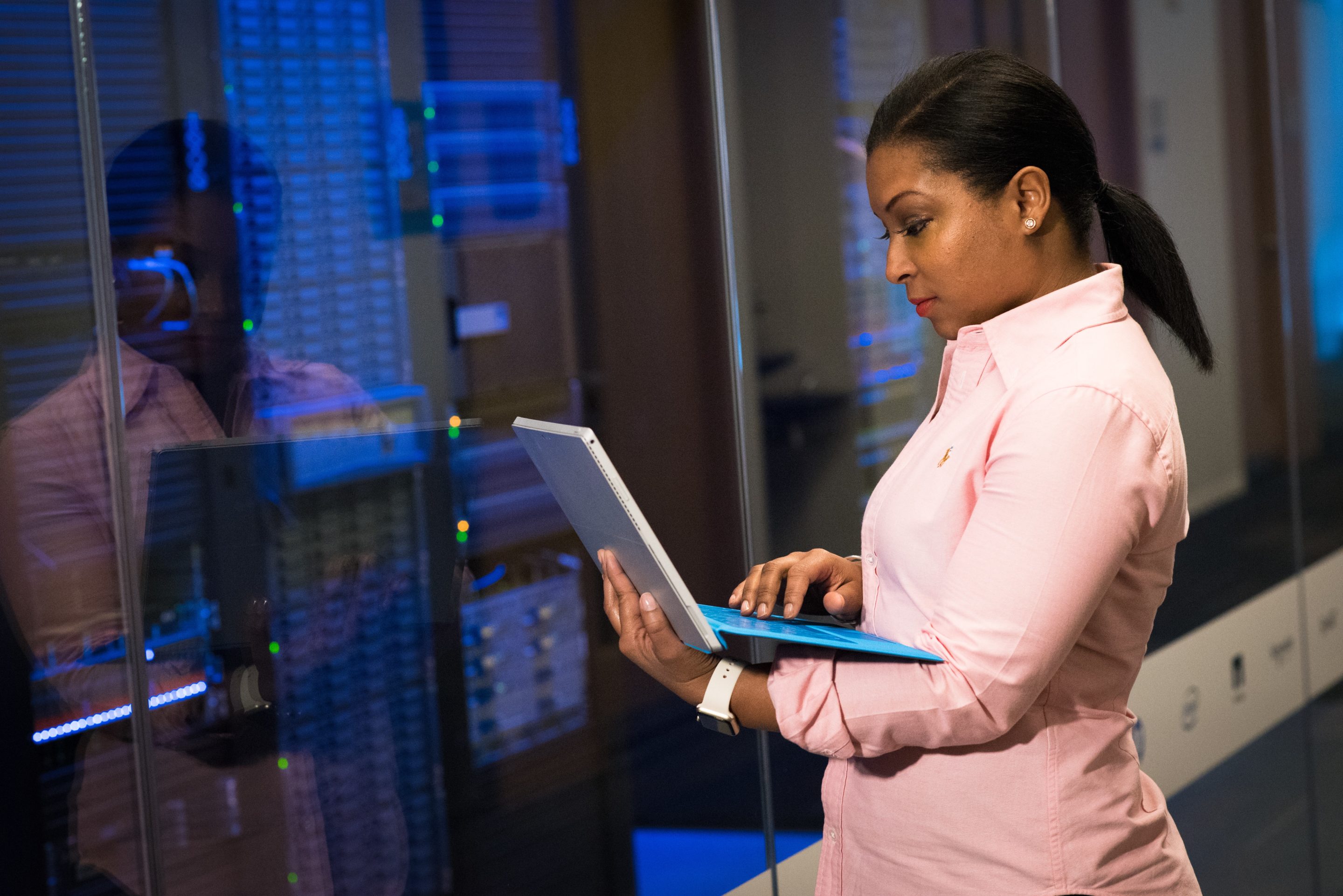 woman working on a laptop