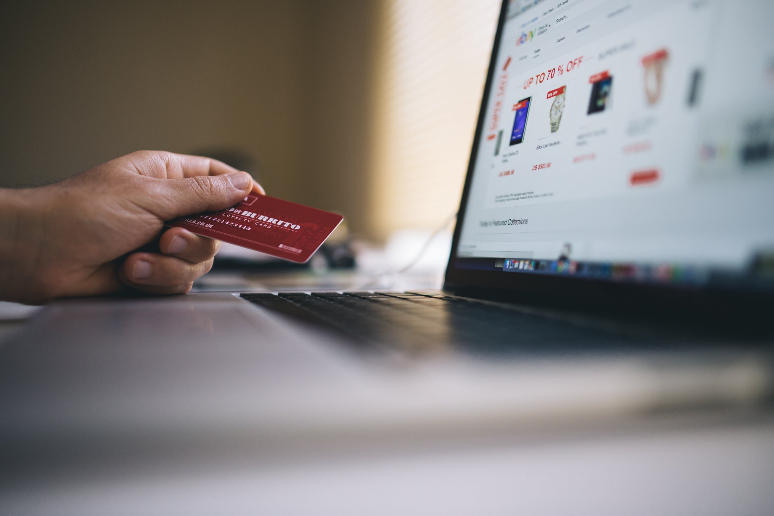 laptop screen displaying e-commerce