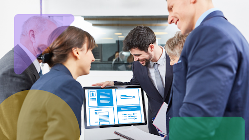 A team of professionals discussing API integration